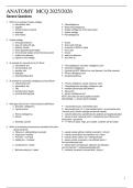 ANATOMY  MCQ 2025&sol;2026  &lpar;PERFECT FOR EXAM PREPARATIONS&rpar;