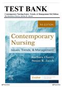 Test Bank -  Contemporary Nursing&colon; Issues&comma; Trends&comma; & Management&comma; 9th Edition by Barbara Cherry and Susan R&period; Jacob &vert; Latest Edition&period;