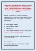 Manufactured Housing Test Exam &vert; Most Recent Exam  2026 Actual Complete Real Exam Questions And  Correct Answers &vert;&vert;Verified Exam&excl;&excl;&excl; &lpar;Verified Answers&rpar;  Already Graded A&plus; &vert; Guaranteed Success&excl;&excl; Newest  Exam&excl;&excl;&excl; 