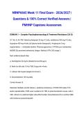 NRNP6665 Week 11 Final Exam - 2026&sol;2027 &vert; Questions & 100&percnt; Correct Verified Answers &vert; PMHNP Capstone Assessment