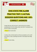 OHIO STATE FIRE ALARM PRACTICE TEST &lpar;1&rpar; ACTUAL 2026 QUESTIONS AND 100&percnt; CORRECT ANSWERS