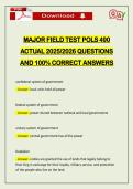 MAJOR FIELD TEST POLS 490 ACTUAL 2026 QUESTIONS AND 100&percnt; CORRECT ANSWERS