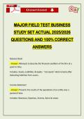 MAJOR FIELD TEST BUSINESS STUDY SET ACTUAL 2026 QUESTIONS AND 100&percnt; CORRECT ANSWERS