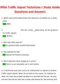 IMSA Traffic Signal Technician I Study Guide 2026 &vert; Questions with 100&percnt; Correct Answers Complete &vert; Updated 2026 &sol; 2027 Verified by Experts