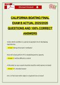 CALIFORNIA BOATING FINAL EXAM B ACTUAL 2026 QUESTIONS AND 100&percnt; CORRECT ANSWERS