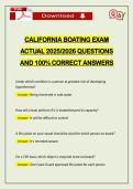 CALIFORNIA BOATING EXAM ACTUAL 2026 QUESTIONS AND 100&percnt; CORRECT ANSWERS