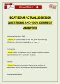 BCAT EXAM ACTUAL 2026 QUESTIONS AND 100&percnt; CORRECT ANSWERS