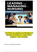 Test Bank for Leading and Managing in Nursing 7th Edition by Yoder Wise &lpar; chapters 1-30&rpar; complet