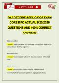 PA PESTICIDE APPLICATOR EXAM CORE INFO ACTUAL 2026 QUESTIONS AND 100&percnt; CORRECT ANSWERS