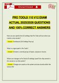 PRO TOOLS 110 V12 EXAM ACTUAL 2026 QUESTIONS AND 100&percnt; CORRECT ANSWERS