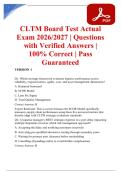 CLTM Board Test Actual Exam 2026&sol;2027 &vert; Questions with Verified Answers &vert; 100&percnt; Correct &vert; Pass Guaranteed