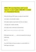OSHA 30 Exam Questions and Correct Answers &vert; Latest Update 2026&sol;2027 &vert; Graded A&plus; &vert; Guaranteed Success&period;