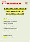 HARTMAN'S NURSING ASSISTANT CARE&colon; THE BASICS ACTUAL 2026 Q&A 100&percnt; PASS