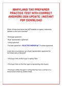 MARYLAND TAX PREPARER  PRACTICE TEST WITH CORRECT  ANSWERS 2026 UPDATE &vert; INSTANT  PDF DOWNLOAD