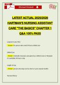 LATEST ACTUAL 2026 HARTMAN'S NURSING ASSISTANT CARE "THE BASICS" CHAPTER 1 Q&A 100&percnt; PASS