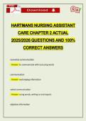 HARTMANS NURSING ASSISTANT CARE CHAPTER 2 ACTUAL 2026 QUESTIONS AND 100&percnt; CORRECT ANSWERS