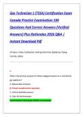 Gas Technician 1 &lpar;TSSA&rpar; Certification Exam  Canada Practice Examination 100  Questions And Correct Answers &lpar;Verified  Answers&rpar; Plus Rationales 2026 Q&A &vert;  Instant Download Pdf 