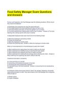 Food Safety Manager Exam Questions and Answers 