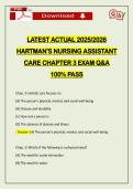 &period;LATEST ACTUAL 2026 HARTMAN'S NURSING ASSISTANT CARE CHAPTER 3 EXAM Q&A 100&percnt; PASS