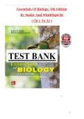 Test Bank For Essentials of Biology&comma; 6th Edition by Sylvia Mader and Michael Windelspecht All 1-32 Chapters Covered &comma;Latest Edition