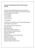 Nursing 113 Fundamentals Questions With Complete Solutions
