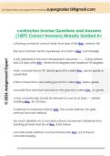 contractors license Questions and Answers  &lpar;100&percnt; Correct Answers&rpar; Already Graded A&plus; 
