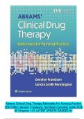 Abrams Clinical Drug Therapy Rationales For Nursing Practice 12th Edition Geralyn Frandsens Test Bank Complete Guide 2026 All Chapters 1-61 LATEST UPDATE GRADED A&plus;