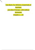 TEST BANK FOR WILLIAMS' ESSENTIALS OF NUTRITION AND DIET THERAPY&comma; 12TH EDITION BY ELEANOR SCHLENKER AND JOYCE ANN GILBERT ISBN 9780323529716 CHAPTER 1-25 &vert; COMPLETE GUIDE A&plus;