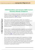 CRCM Questions and Answers &lpar;100&percnt; Correct  Answers&rpar; Already Graded A&plus; 