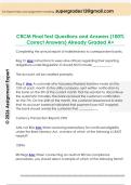 CRCM Final Test Questions and Answers &lpar;100&percnt;  Correct Answers&rpar; Already Graded A&plus;