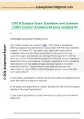 CRCM Sample Exam Questions and Answers  &lpar;100&percnt; Correct Answers&rpar; Already Graded A&plus; 