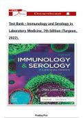 Test Bank - Immunology and Serology in Laboratory Medicine&comma; 7th Edition &lpar;Turgeon&comma; 2022&rpar;&comma;
