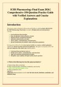 ICHS Pharmacology Final Exam 2026 &vert;  Comprehensive 150-Question Practice Guide  with Verified Answers and Concise  Explanations 