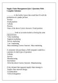 Supply Chain Management Quiz 1 Questions With Complete Solutions