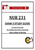 NUR 231 Exam 3 &vert; Childbearing & Child Caring Family &vert; &lpar;2026&rpar; Study Guide PDF &vert; Galen