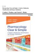 Pharmacology Clear & Simple&colon; Guide to Medication Classifications & Dosage Calculations 5th Ed Test Bank &ndash; Watkins & Blades &vert; 2026 Exam Prep A&plus;