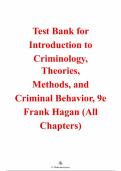 Introduction to Criminology&colon; Theories&comma; Methods&comma; and Criminal Behavior&comma; 9th Edition &ndash; Frank E&period; Hagan &ndash; ISBN 9781483389172 &ndash; Test Bank &lpar;All Chapters Covered 1&ndash;15&rpar;