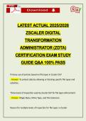 LATEST ACTUAL 2026 ZSCALER DIGITAL TRANSFORMATION ADMINISTRATOR &lpar;ZDTA&rpar; CERTIFICATION EXAM STUDY GUIDE Q&A 100&percnt; PASS