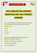ZDTA EXAM ACTUAL 2026 QUESTIONS AND 100&percnt; CORRECT ANSWERS