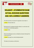 WALMART - STORMWATER EXAM ACTUAL 2026 QUESTIONS AND 100&percnt; CORRECT ANSWERS