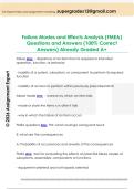 Failure Modes and Effects Analysis &lpar;FMEA&rpar;  Questions and Answers &lpar;100&percnt; Correct  Answers&rpar; Already Graded A&plus; 