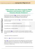 Failure Modes and effects Analysis &lpar;FMEA&rpar;  Questions and Answers &lpar;100&percnt; Correct  Answers&rpar; Already Graded A&plus; 