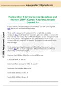 Florida Class E Drivers License Questions and  Answers &lpar;100&percnt; Correct Answers&rpar; Already  Graded A&plus;