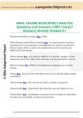 FMEA&colon; FAILURE MODE EFFECT ANALYSIS  Questions and Answers &lpar;100&percnt; Correct  Answers&rpar; Already Graded A&plus; 