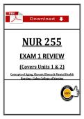 NUR 255 Exam 1 Review &lpar;2026&rpar; &vert; Aging&comma; Chronic Illness & Mental Health &vert; Galen