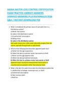 AWWA WATER LOSS CONTROL CERTIFICATION  EXAM PRACTICE CORRECT ANSWERS  &lpar;VERIFIED ANSWERS&rpar; PLUS RATIONALES 2026  Q&A &vert; INSTANT DOWNLOAD PDF 