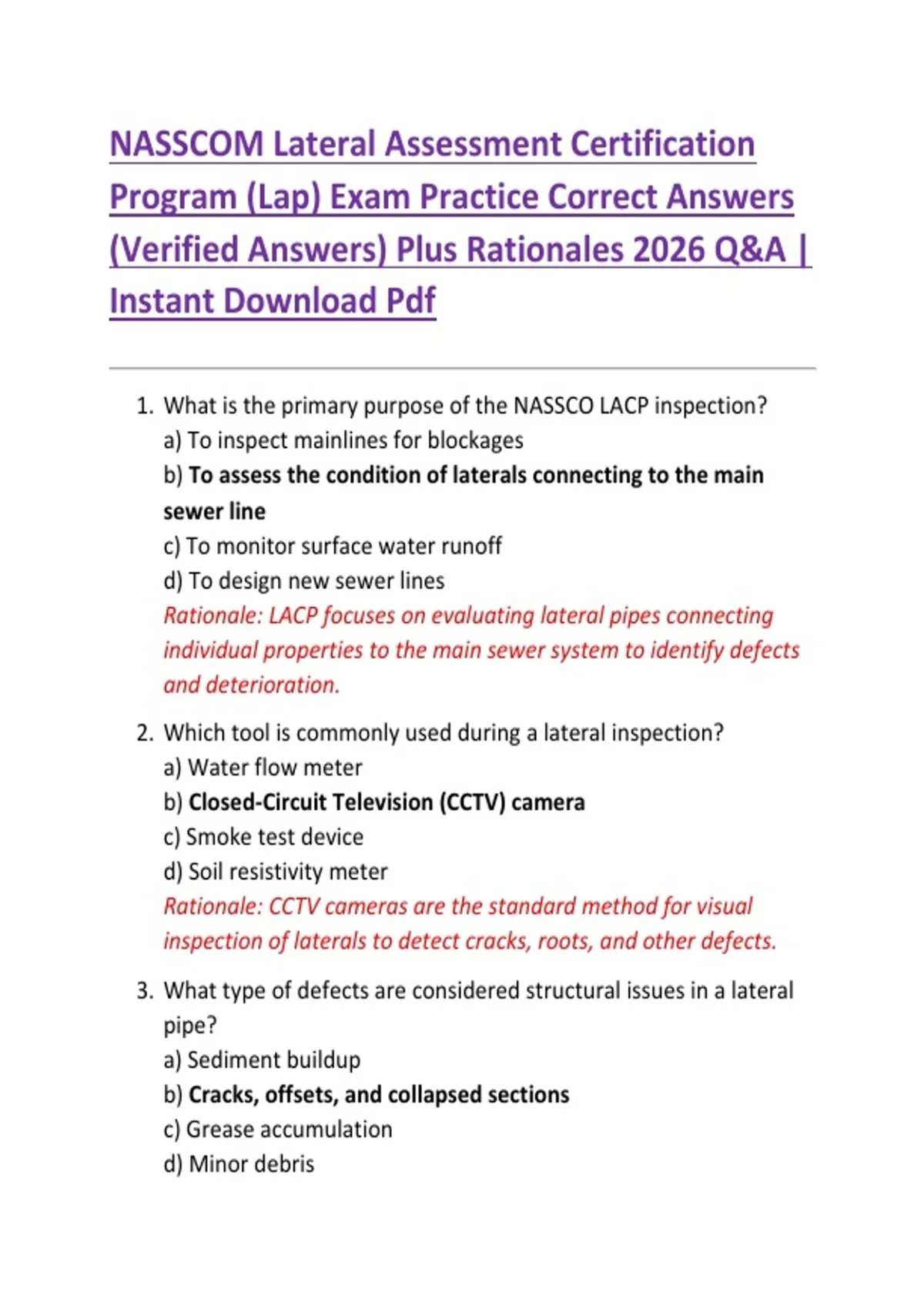 NASSCOM Lateral Assessment Certification Program (Lap) Exam Practice ...
