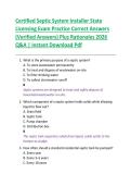 Certified Septic System Installer State  Licensing Exam Practice Correct Answers  &lpar;Verified Answers&rpar; Plus Rationales 2026  Q&A &vert; Instant Download Pdf 