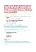 Certified Onsite Wastewater System Specialist  Exam Practice Questions And Correct Answers  &lpar;Verified Answers&rpar; Plus Rationales 2026 Q&A &vert;  Instant Download Pdf 