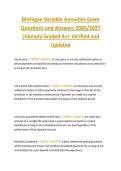 Michigan Variable Annuities Exam  Questions and Answers 2026&sol;2027  &vert;Already Graded A&plus;&vert; Verified and  Updated